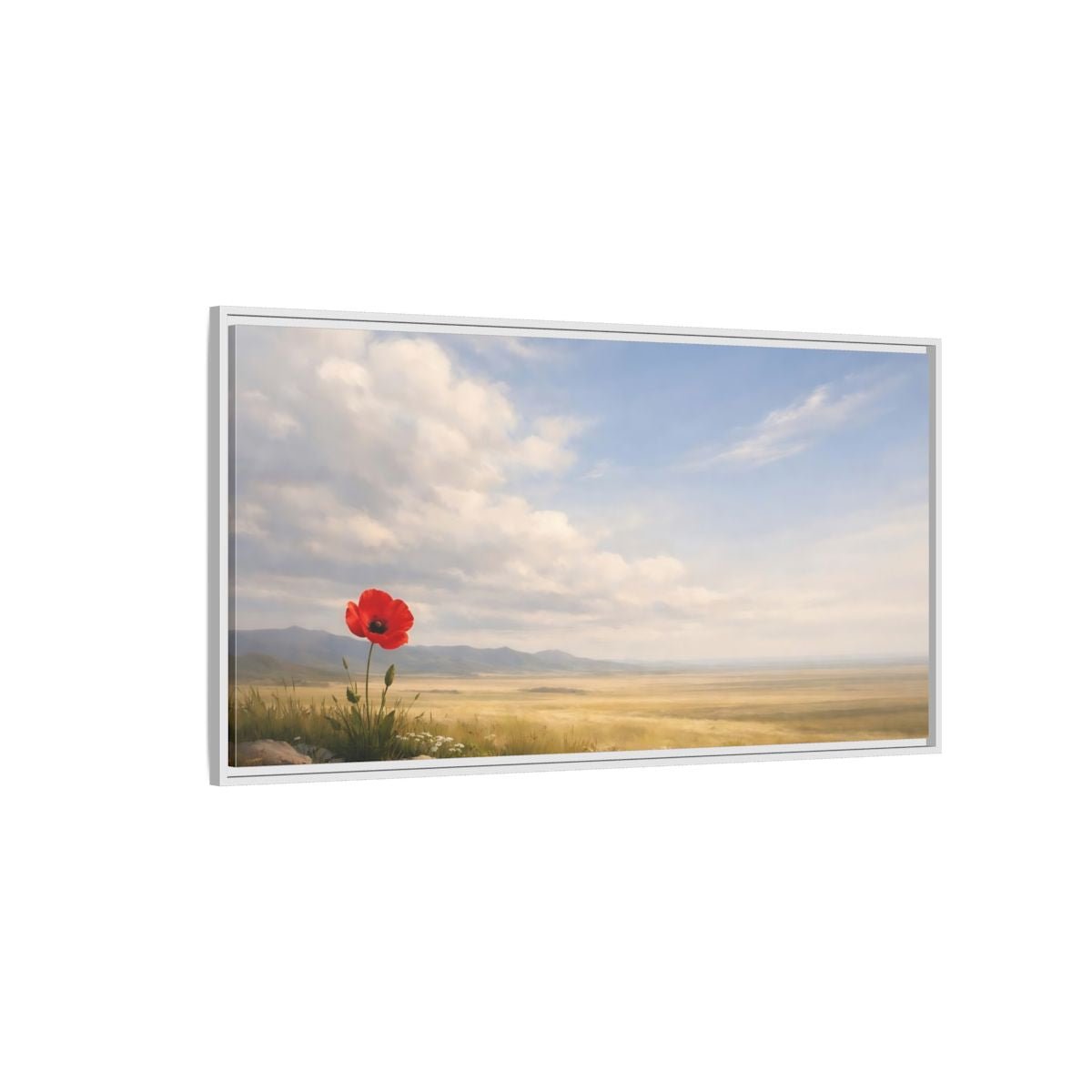 Landscape Nature Poppy Red - Framed Canvas Wall Art Print - YesArtYes