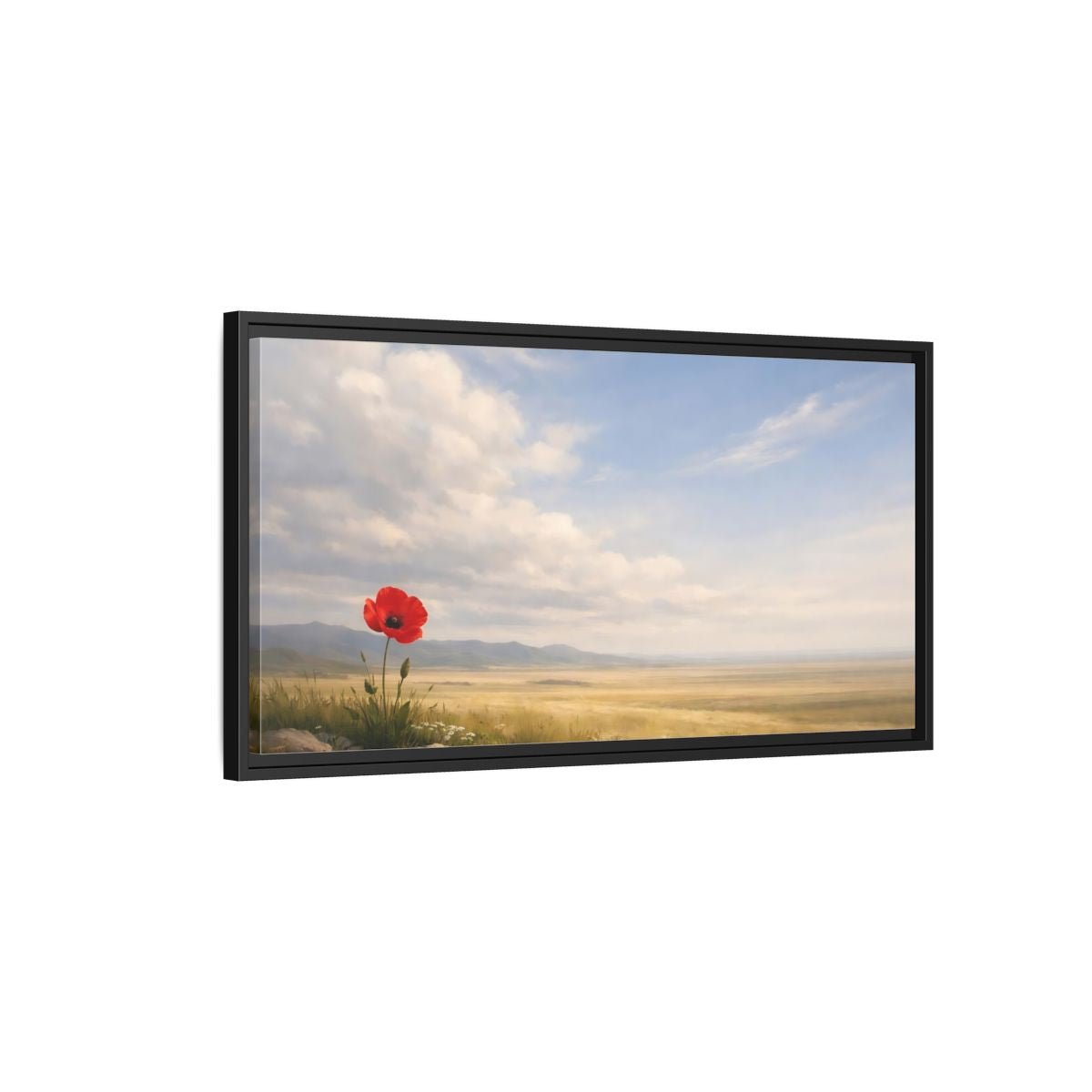 Landscape Nature Poppy Red - Framed Canvas Wall Art Print - YesArtYes