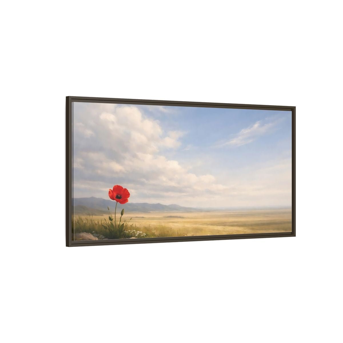 Landscape Nature Poppy Red - Framed Canvas Wall Art Print - YesArtYes