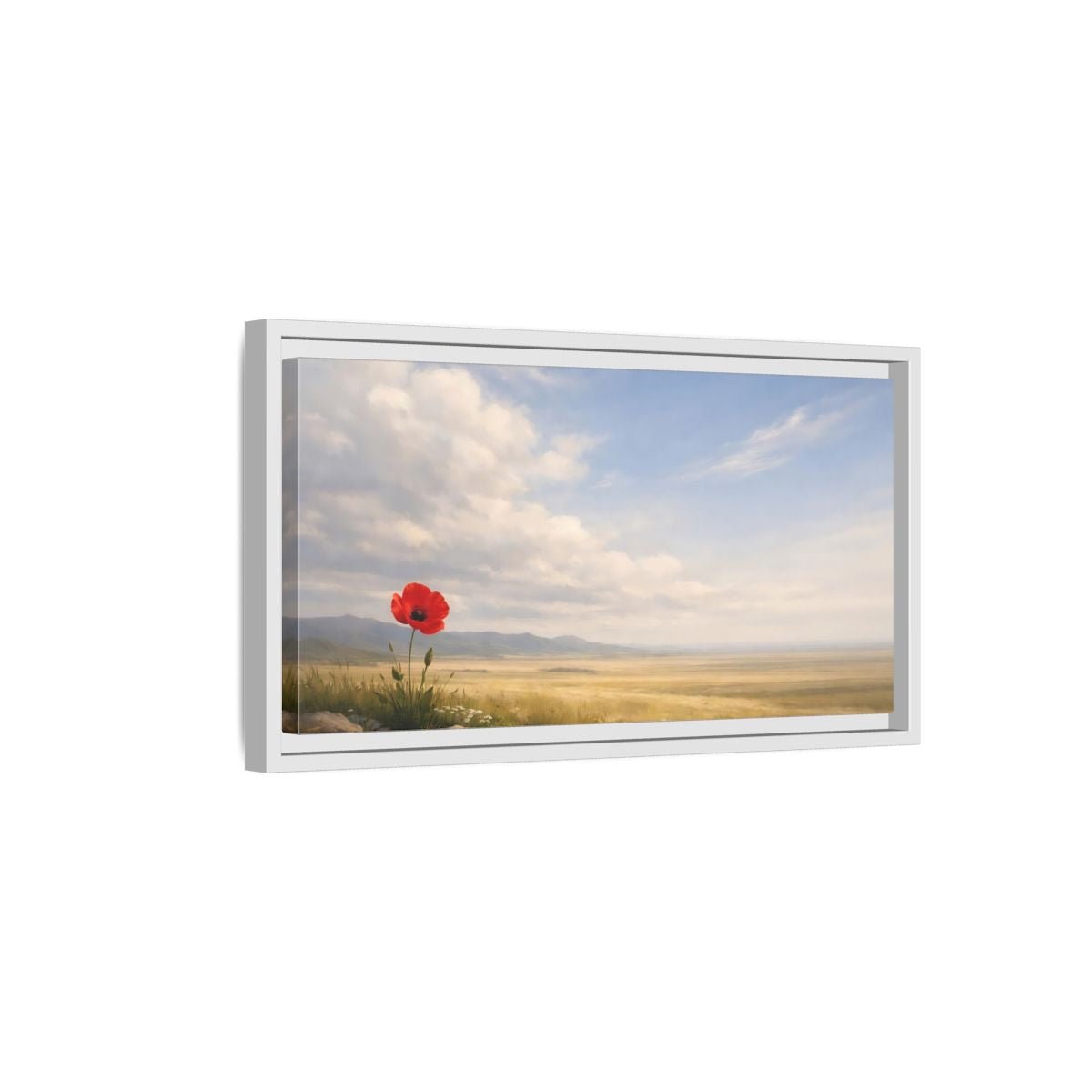 Landscape Nature Poppy Red - Framed Canvas Wall Art Print - YesArtYes