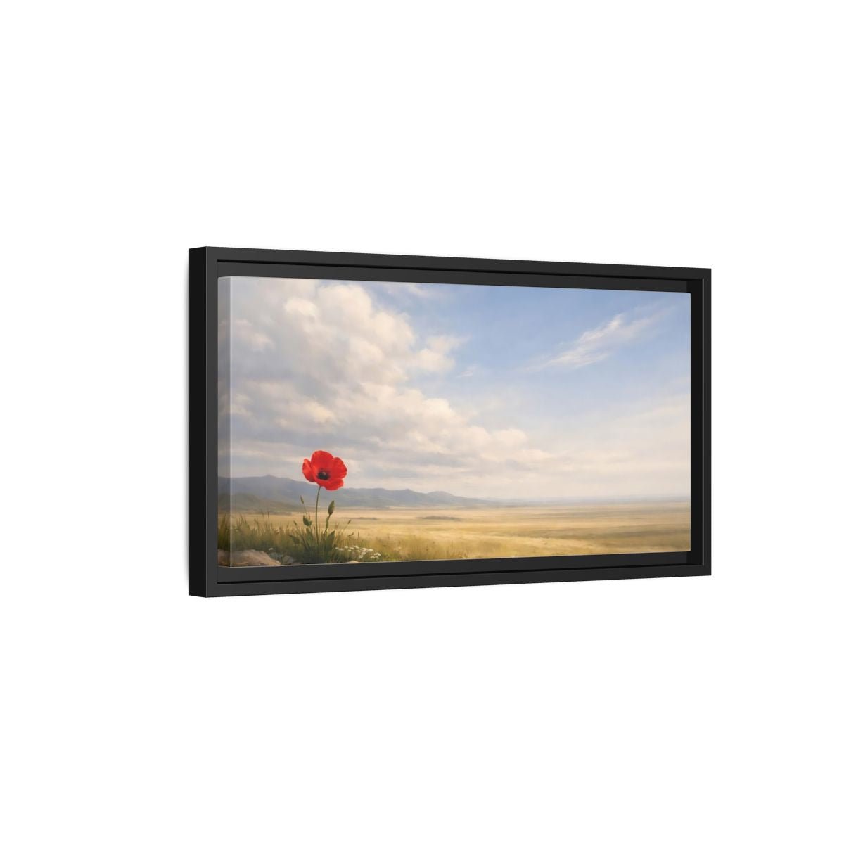 Landscape Nature Poppy Red - Framed Canvas Wall Art Print - YesArtYes