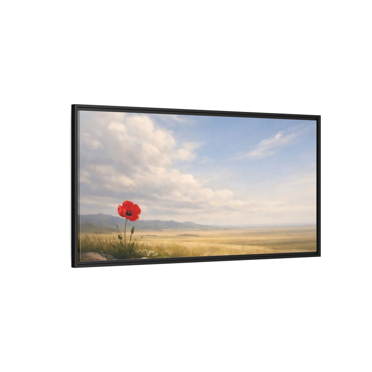 Landscape Nature Poppy Red - Framed Canvas Wall Art Print - YesArtYes