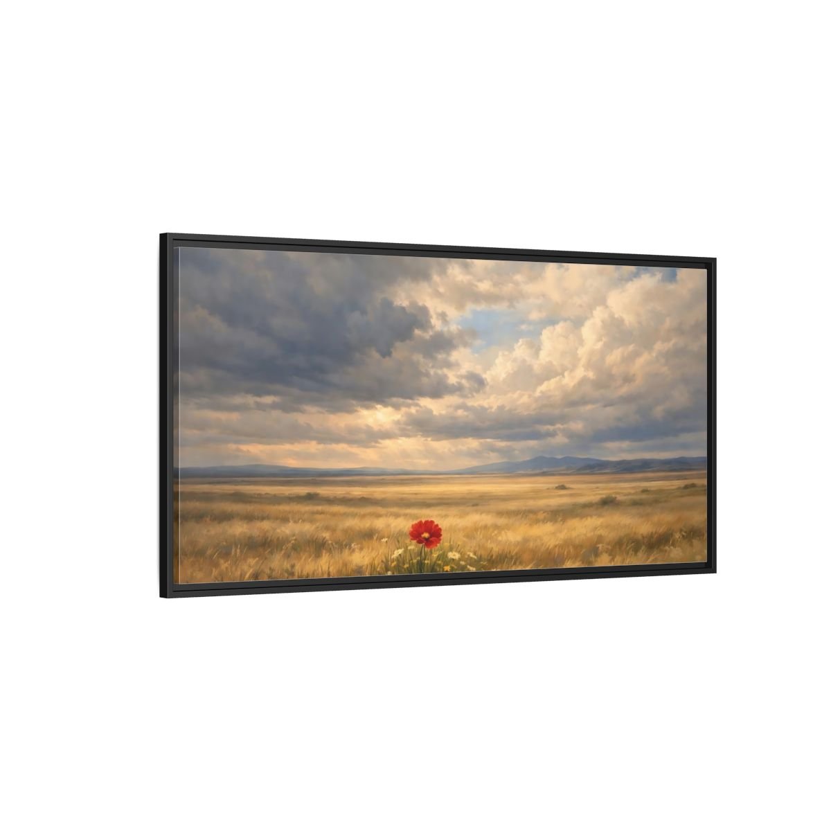 Landscape Nature Red Poppy Flower - Framed Canvas Wall Art Print - YesArtYes