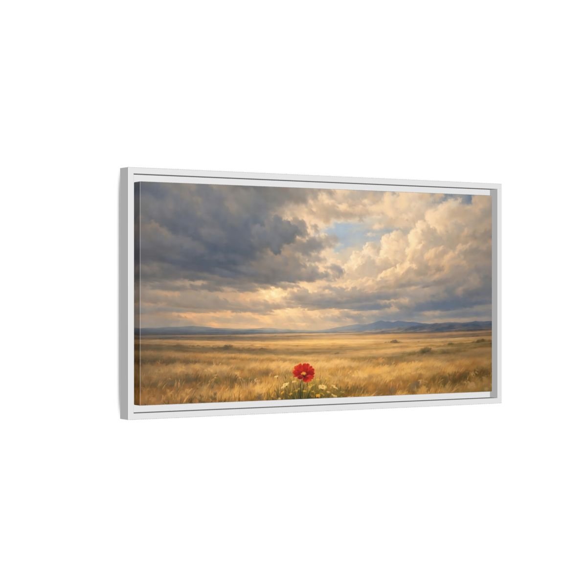 Landscape Nature Red Poppy Flower - Framed Canvas Wall Art Print - YesArtYes