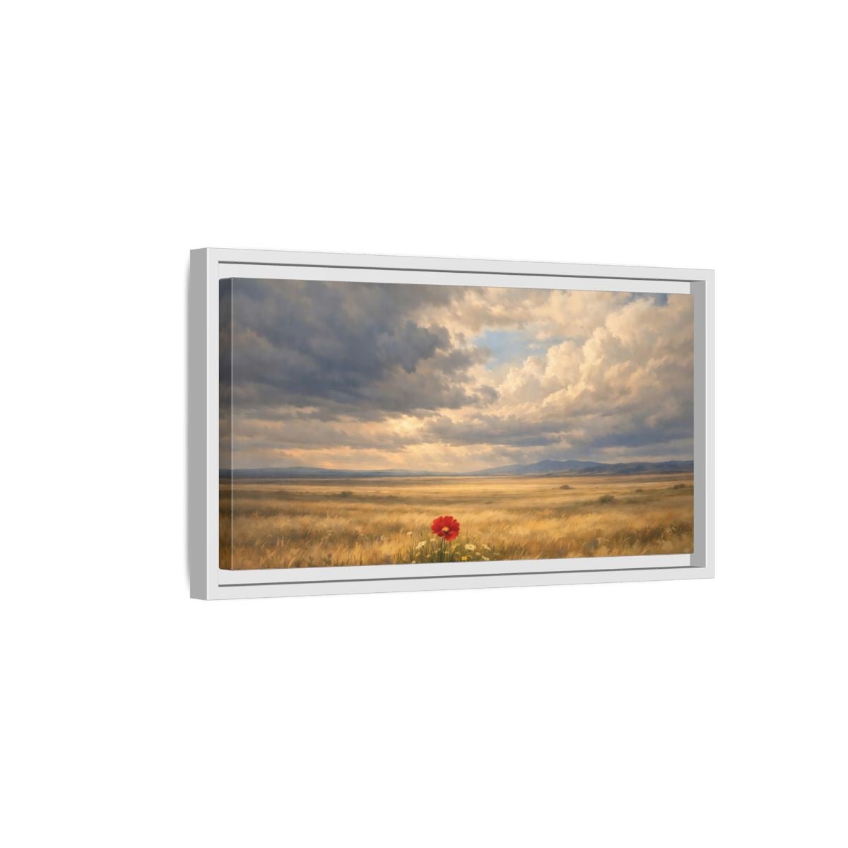 Landscape Nature Red Poppy Flower - Framed Canvas Wall Art Print - YesArtYes