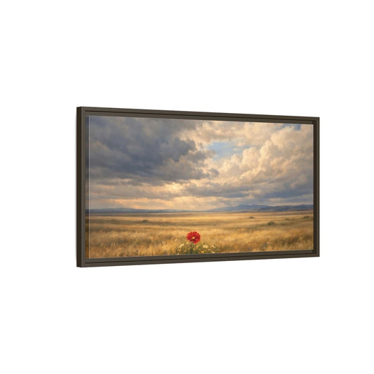 Landscape Nature Red Poppy Flower - Framed Canvas Wall Art Print - YesArtYes