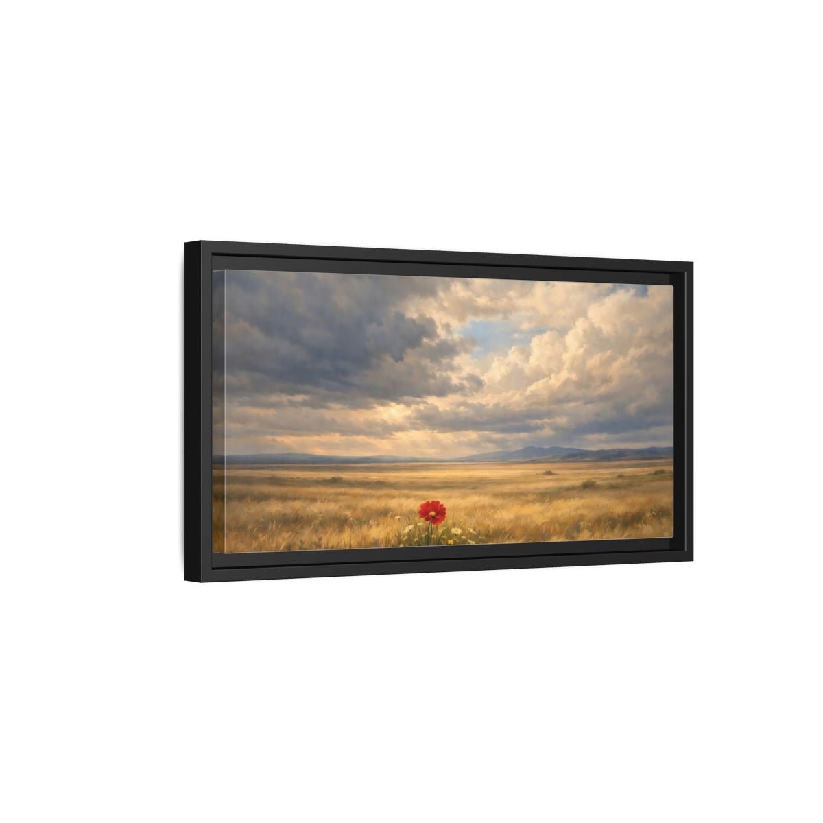 Landscape Nature Red Poppy Flower - Framed Canvas Wall Art Print - YesArtYes
