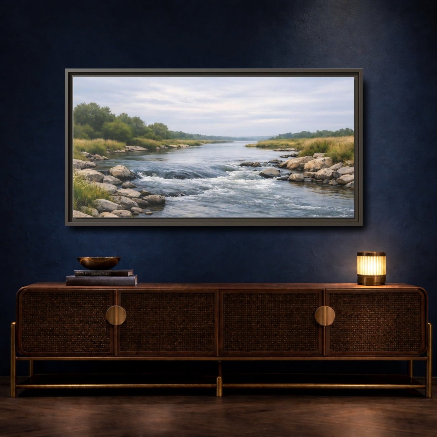 Landscape Nature River - Framed Canvas Wall Art Print - YesArtYes