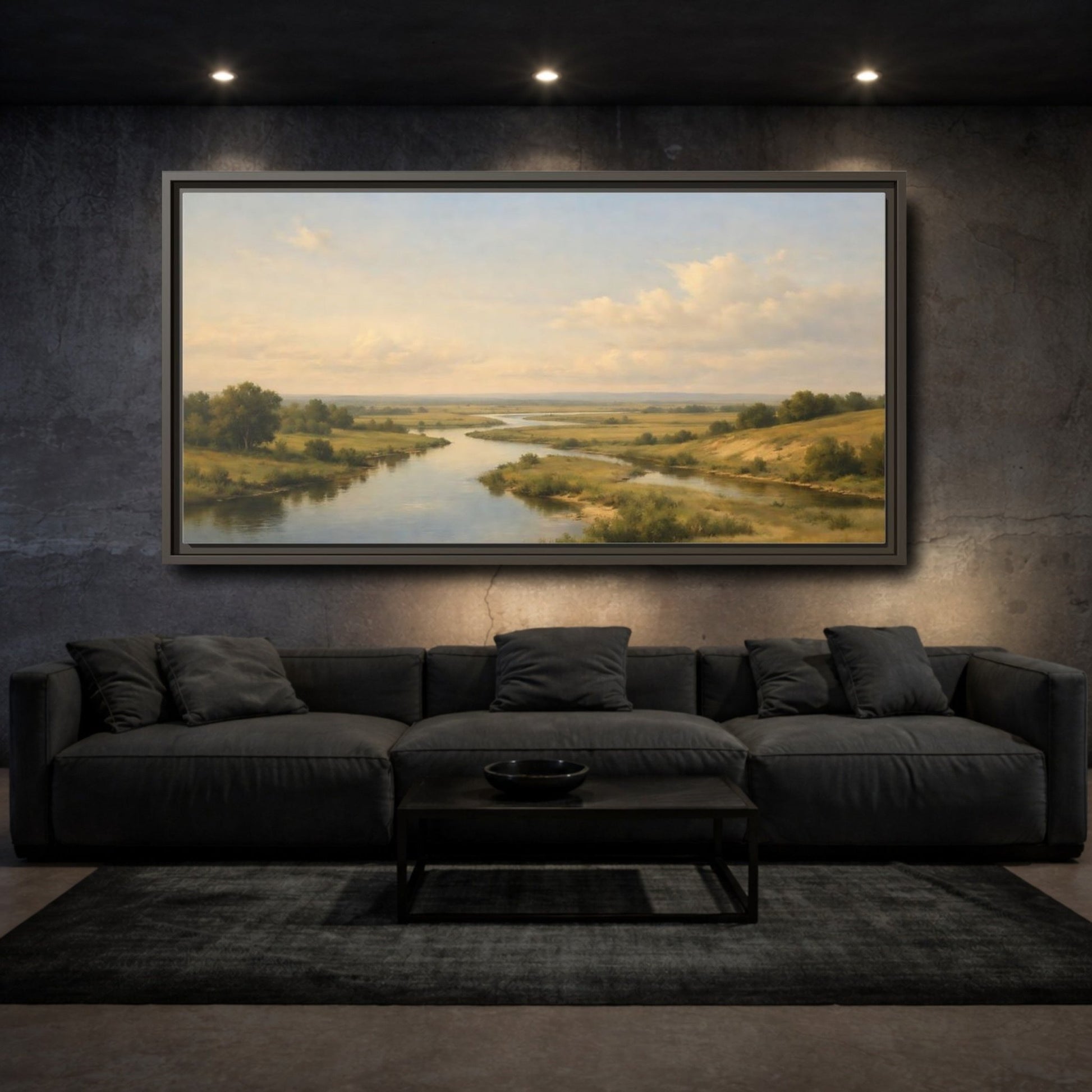 Landscape Nature River - Framed Canvas Wall Art Print - YesArtYes