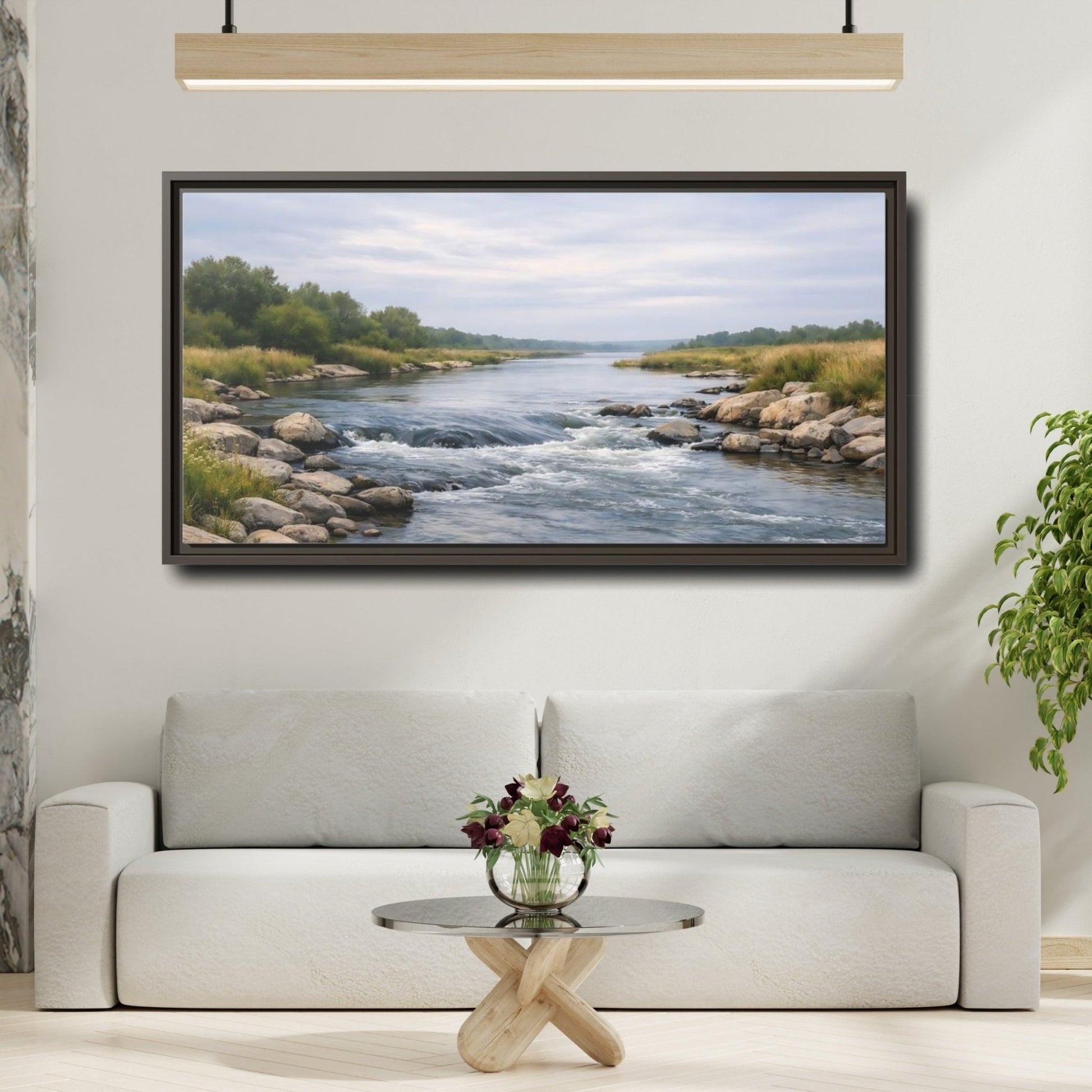 Landscape Nature River - Framed Canvas Wall Art Print - YesArtYes