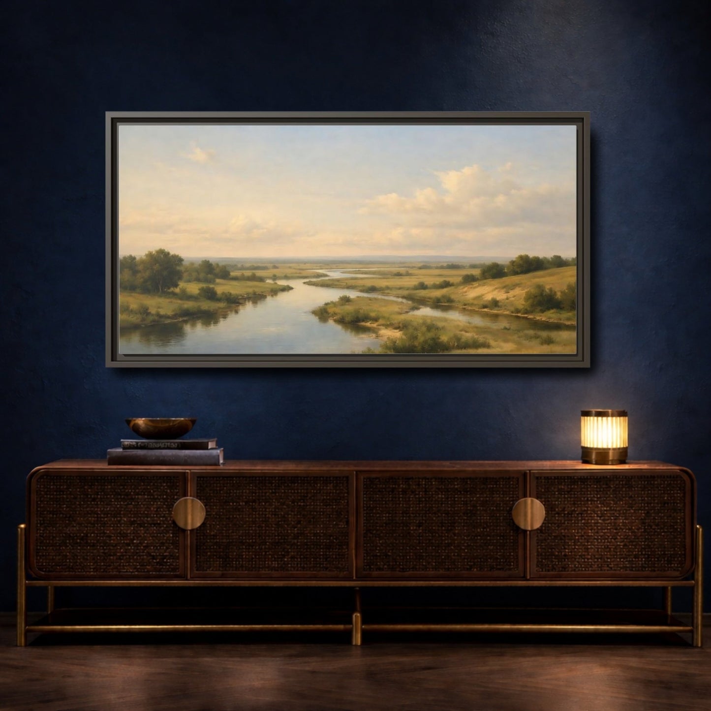 Landscape Nature River - Framed Canvas Wall Art Print - YesArtYes