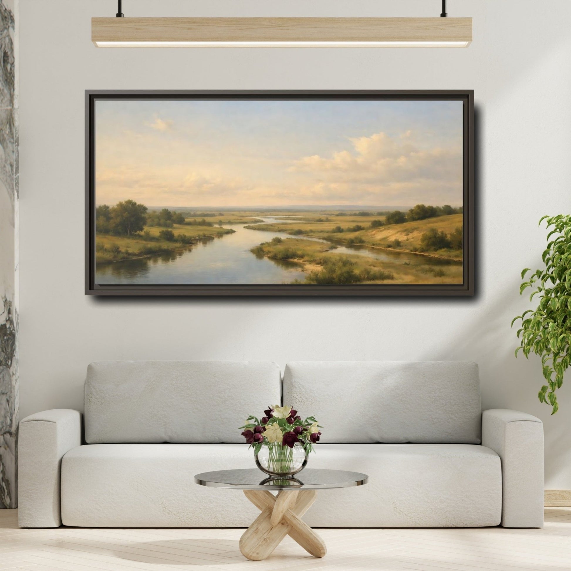 Landscape Nature River - Framed Canvas Wall Art Print - YesArtYes