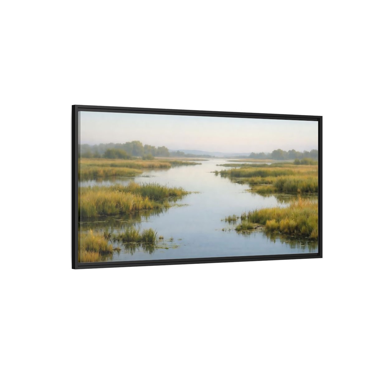 Landscape Nature River Misty - Framed Canvas Wall Art Print - YesArtYes
