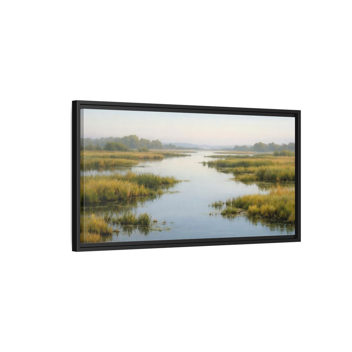 Landscape Nature River Misty - Framed Canvas Wall Art Print - YesArtYes