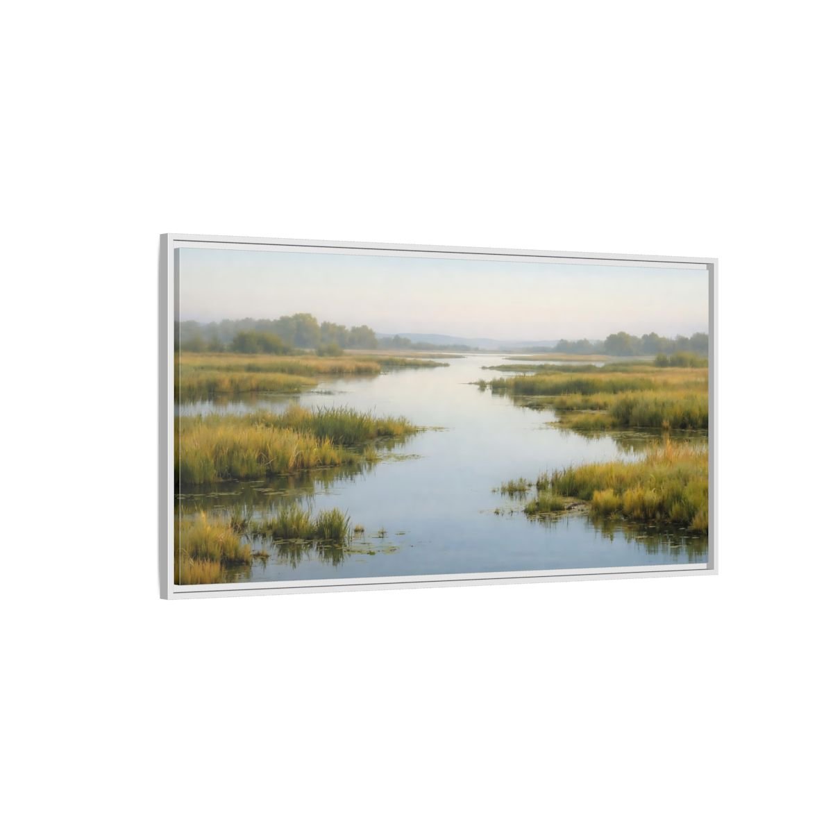 Landscape Nature River Misty - Framed Canvas Wall Art Print - YesArtYes