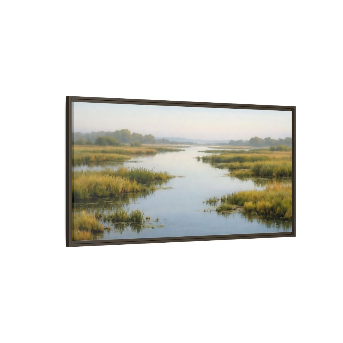 Landscape Nature River Misty - Framed Canvas Wall Art Print - YesArtYes
