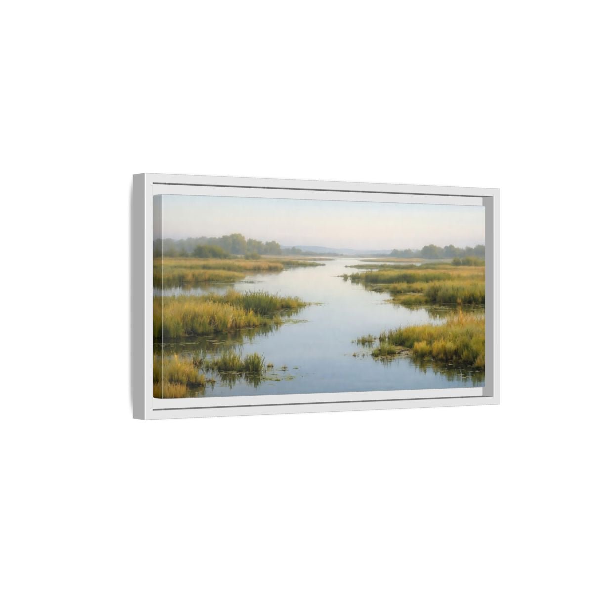 Landscape Nature River Misty - Framed Canvas Wall Art Print - YesArtYes