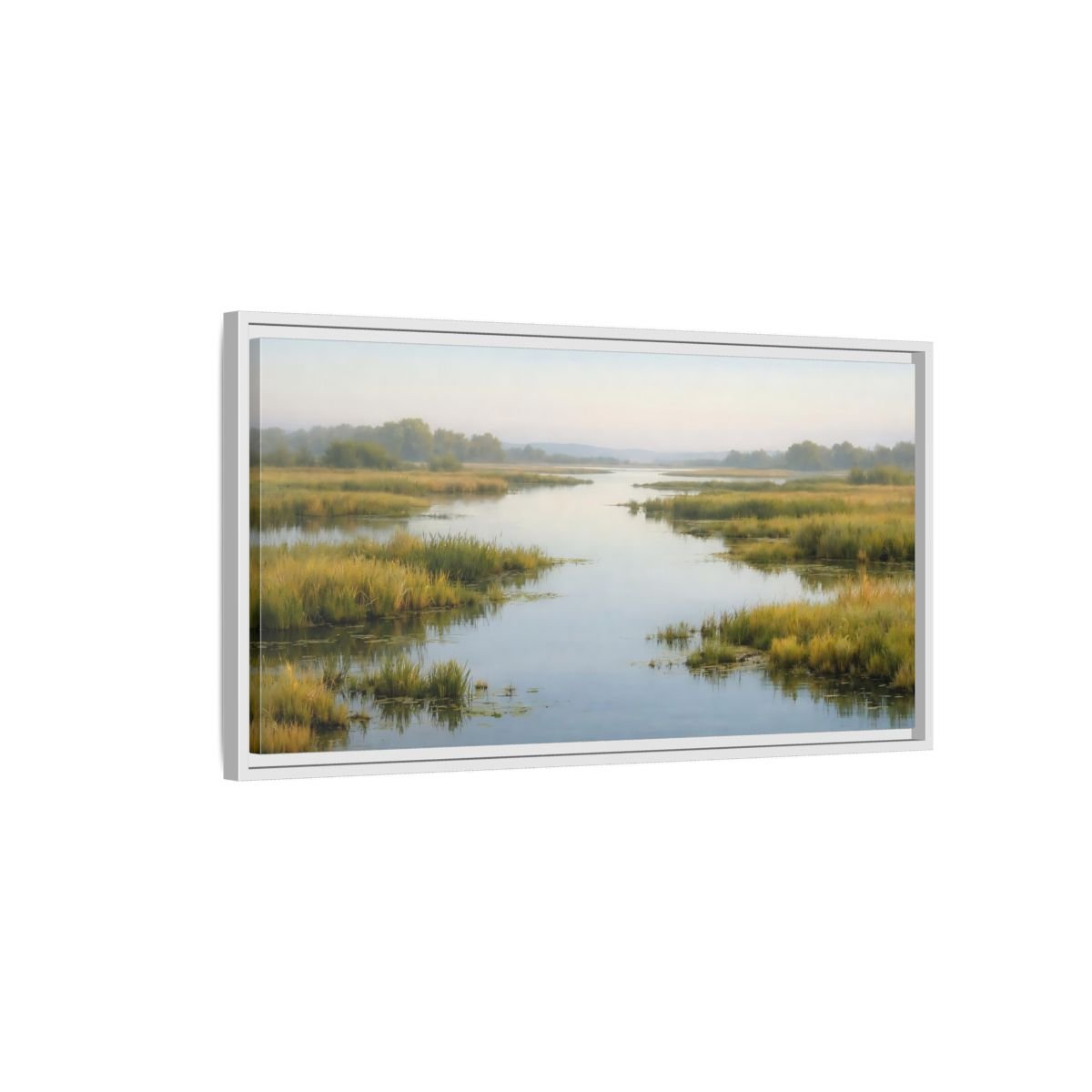 Landscape Nature River Misty - Framed Canvas Wall Art Print - YesArtYes