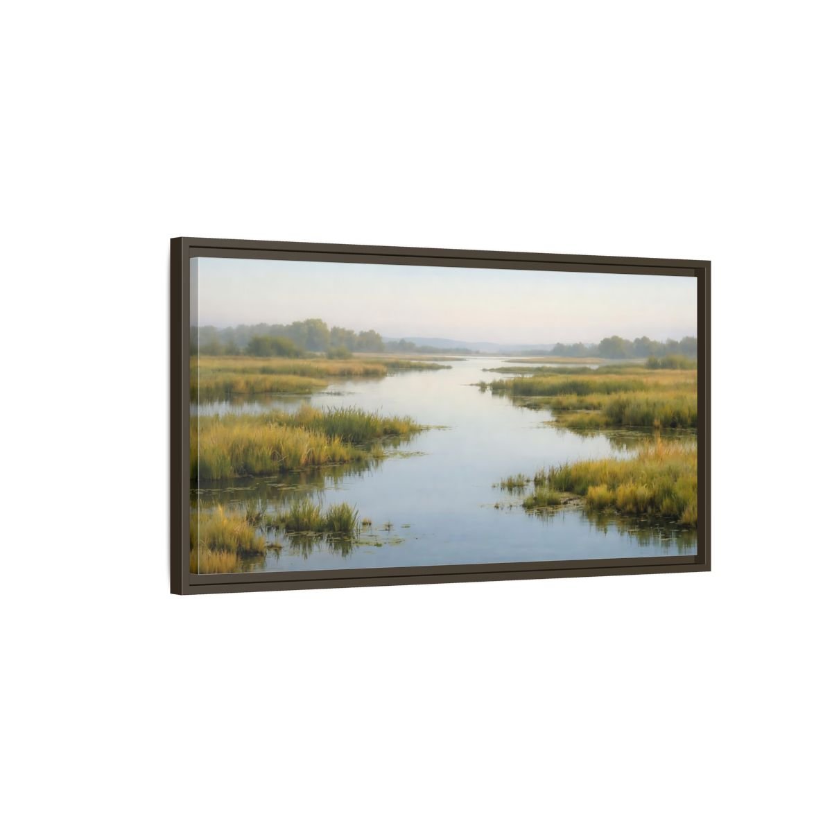 Landscape Nature River Misty - Framed Canvas Wall Art Print - YesArtYes