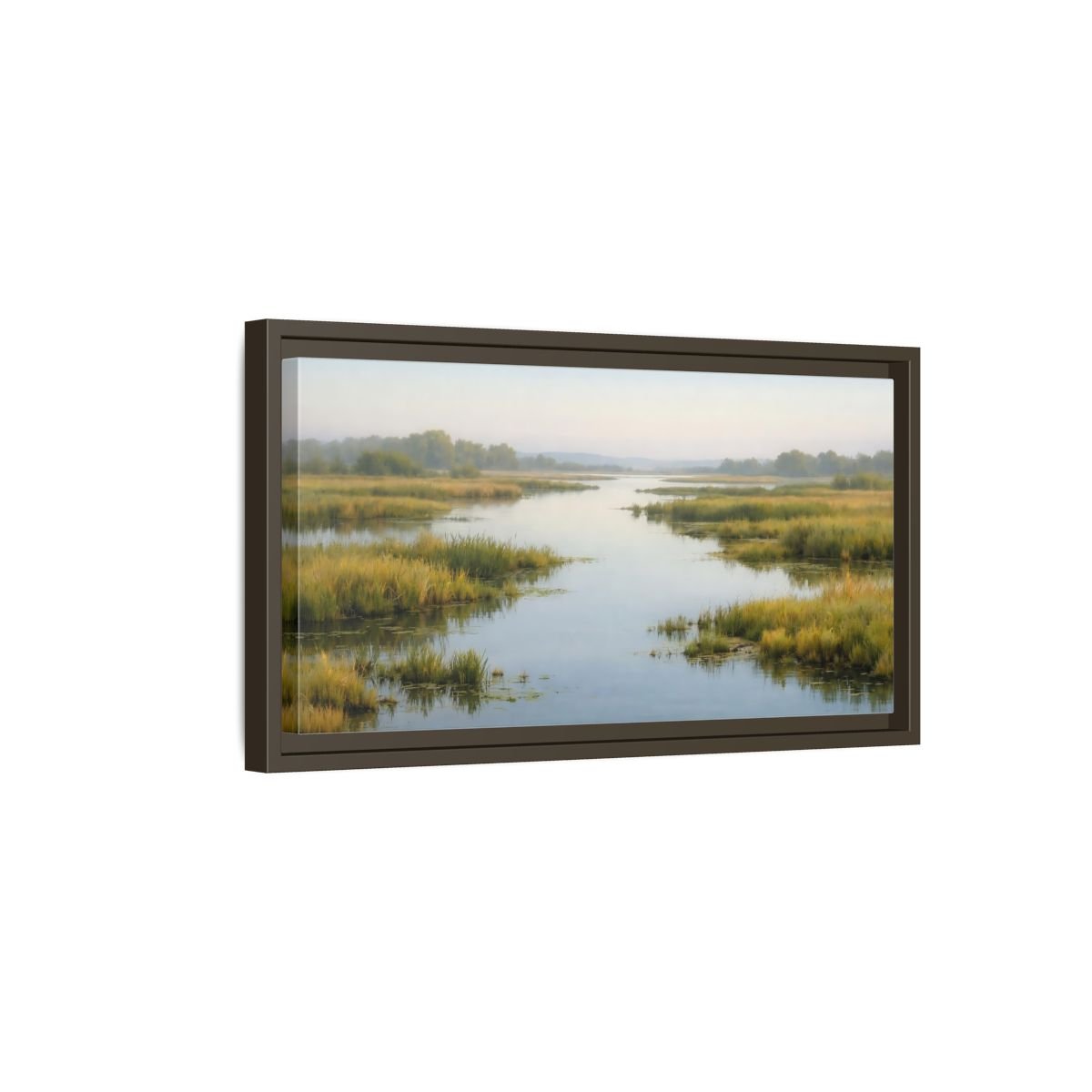 Landscape Nature River Misty - Framed Canvas Wall Art Print - YesArtYes