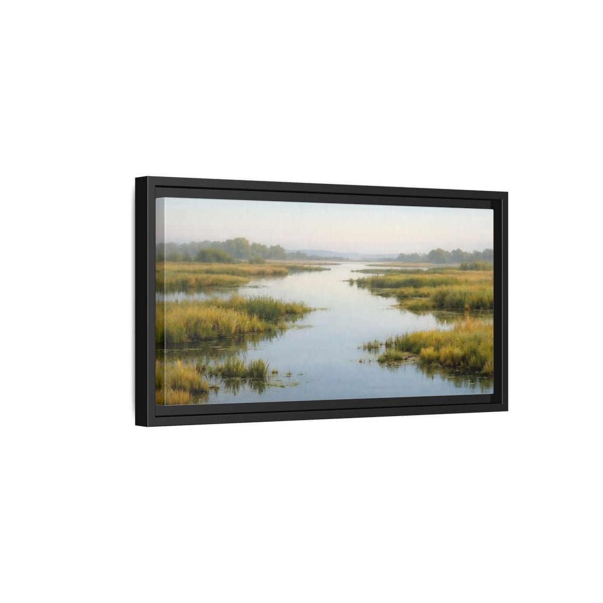Landscape Nature River Misty - Framed Canvas Wall Art Print - YesArtYes