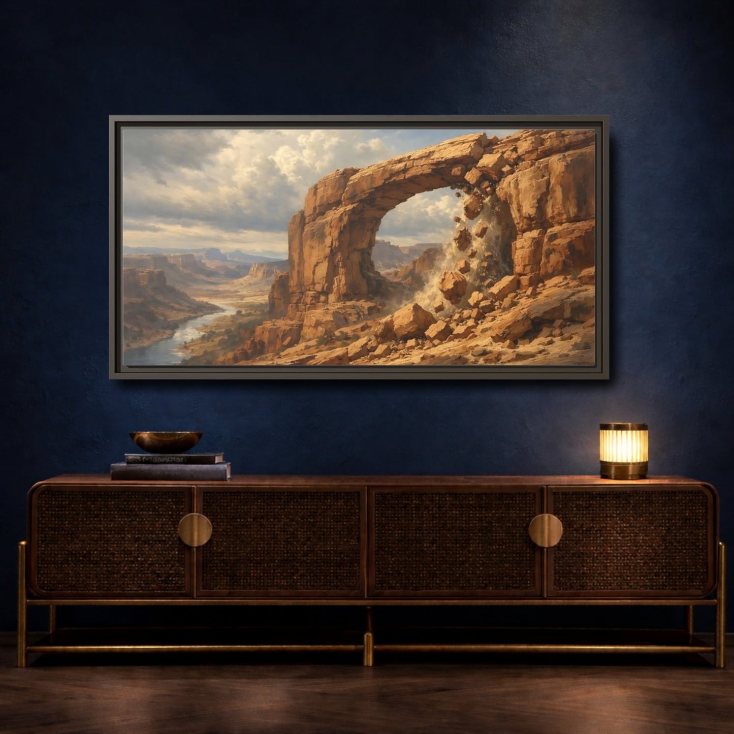 Landscape Nature Rock Arch Canyon - Framed Canvas Wall Art Print - YesArtYes