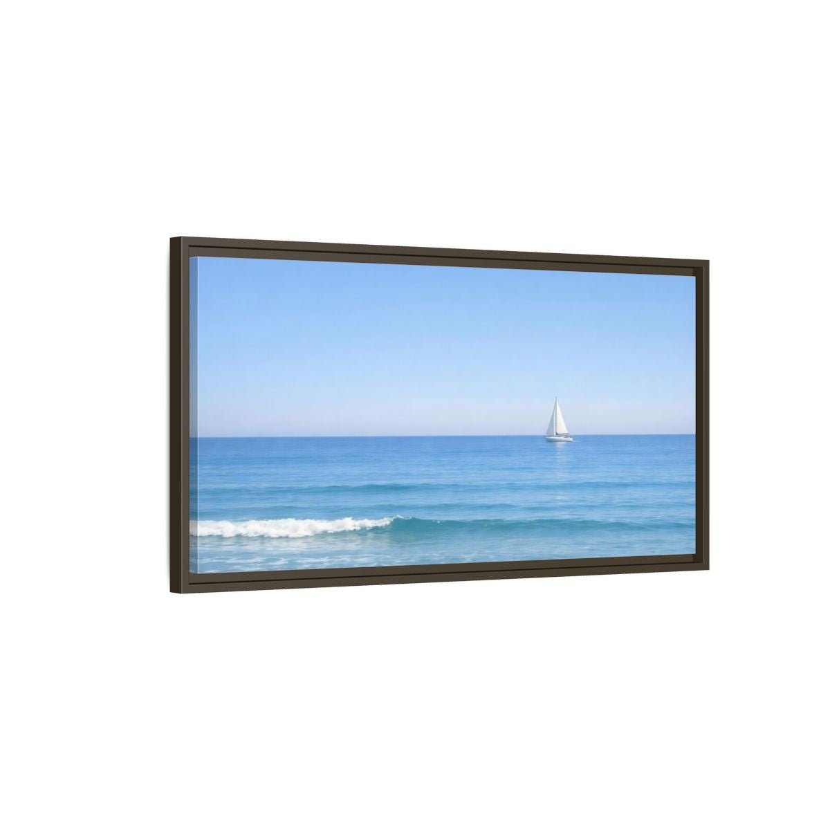 Landscape Nature Sailboat Blue Ocean - Framed Canvas Wall Art Print - YesArtYes