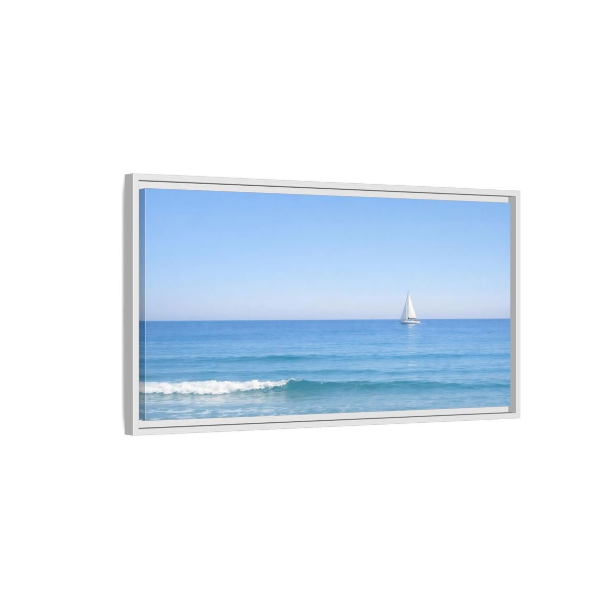 Landscape Nature Sailboat Blue Ocean - Framed Canvas Wall Art Print - YesArtYes