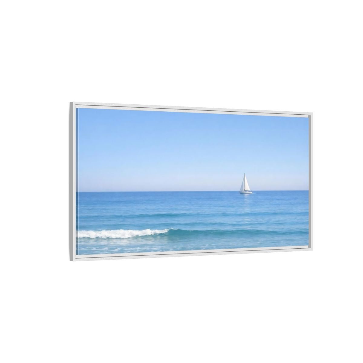 Landscape Nature Sailboat Blue Ocean - Framed Canvas Wall Art Print - YesArtYes
