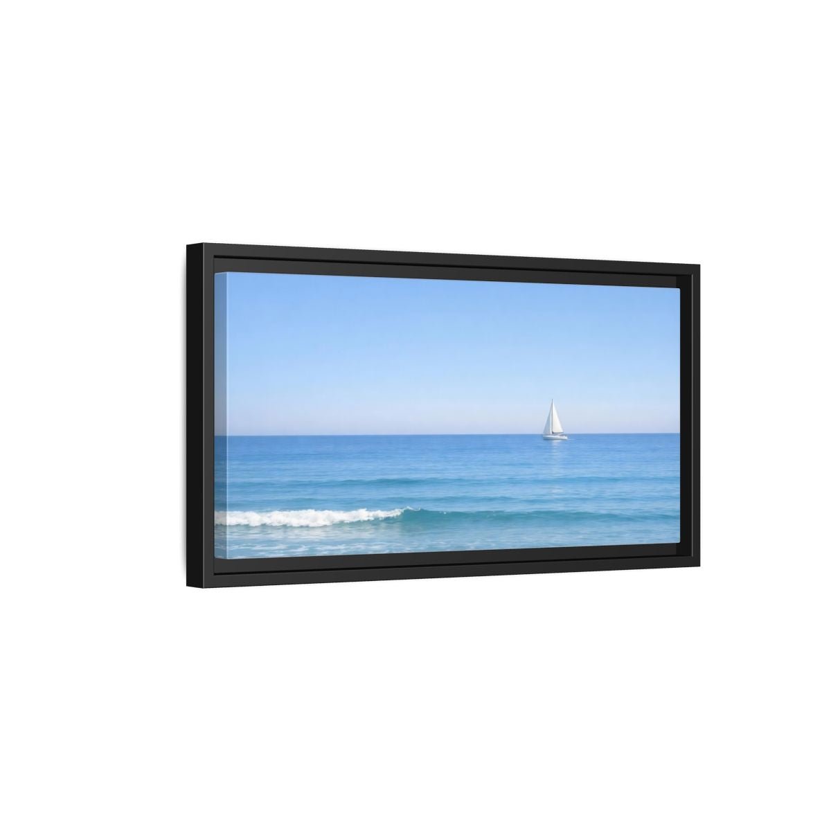 Landscape Nature Sailboat Blue Ocean - Framed Canvas Wall Art Print - YesArtYes