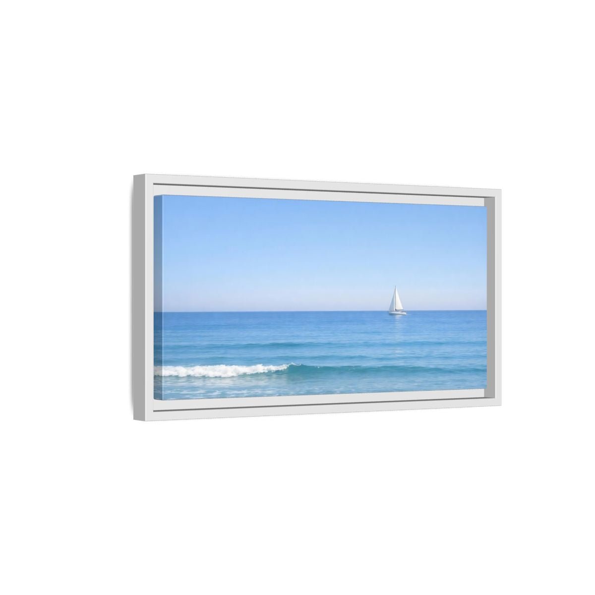 Landscape Nature Sailboat Blue Ocean - Framed Canvas Wall Art Print - YesArtYes