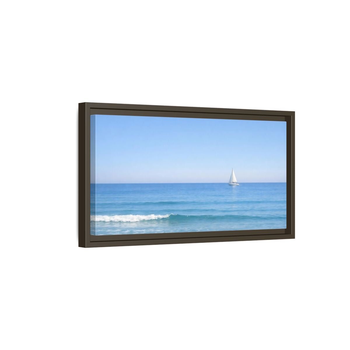 Landscape Nature Sailboat Blue Ocean - Framed Canvas Wall Art Print - YesArtYes