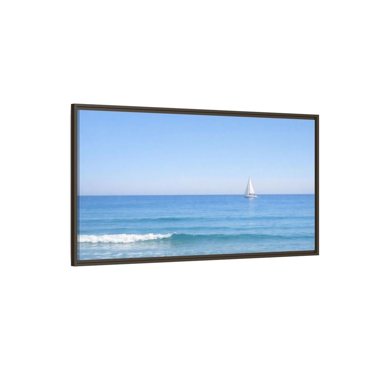Landscape Nature Sailboat Blue Ocean - Framed Canvas Wall Art Print - YesArtYes