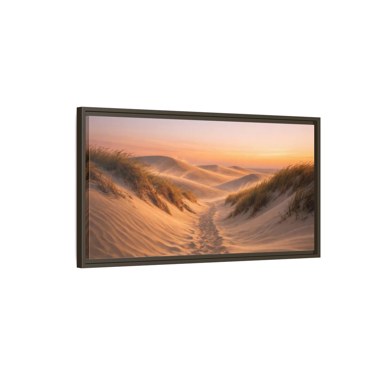 Landscape Nature Sand Dunes Desert Sunset - Framed Canvas Wall Art Print - YesArtYes