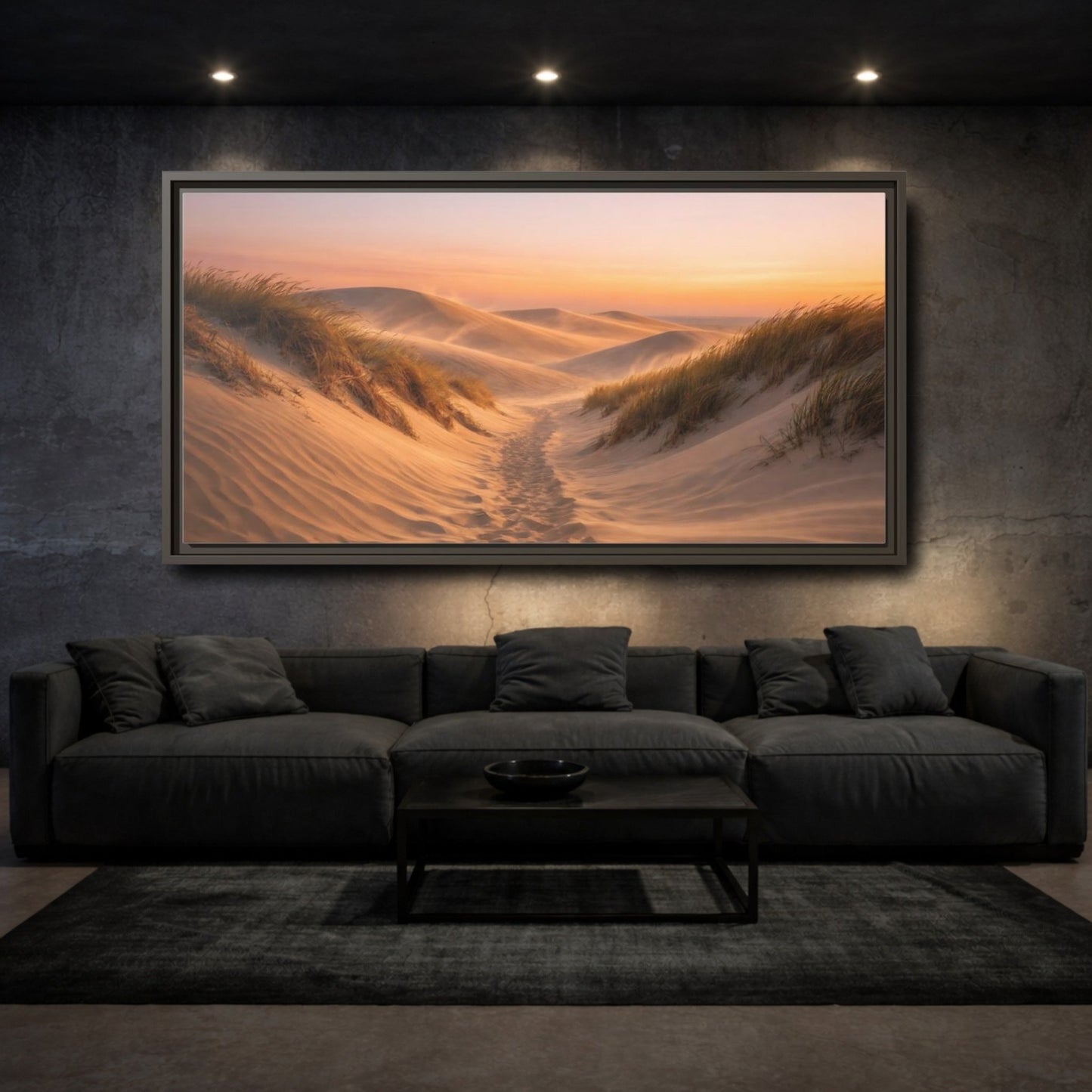 Landscape Nature Sand Dunes Desert Sunset - Framed Canvas Wall Art Print - YesArtYes