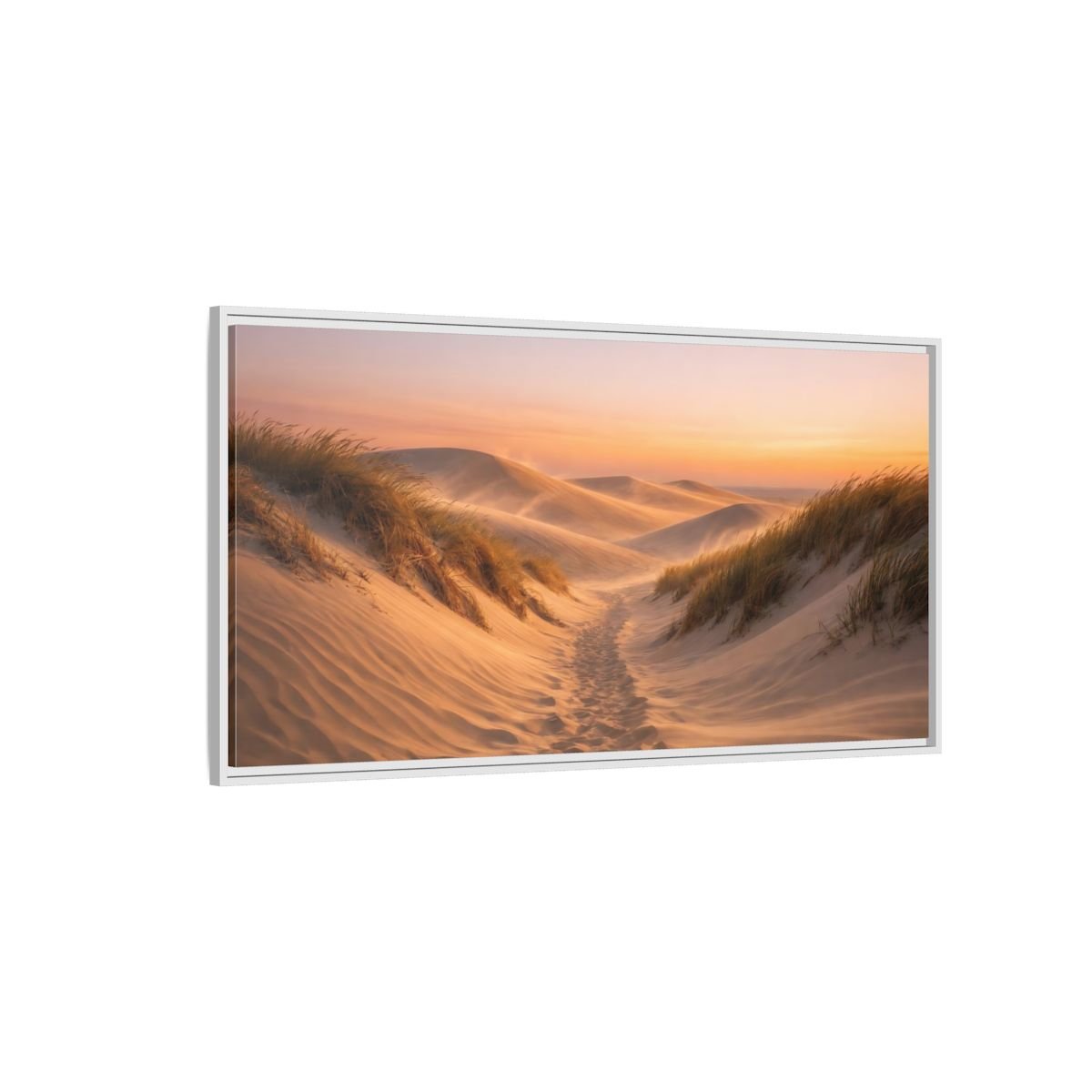 Landscape Nature Sand Dunes Desert Sunset - Framed Canvas Wall Art Print - YesArtYes