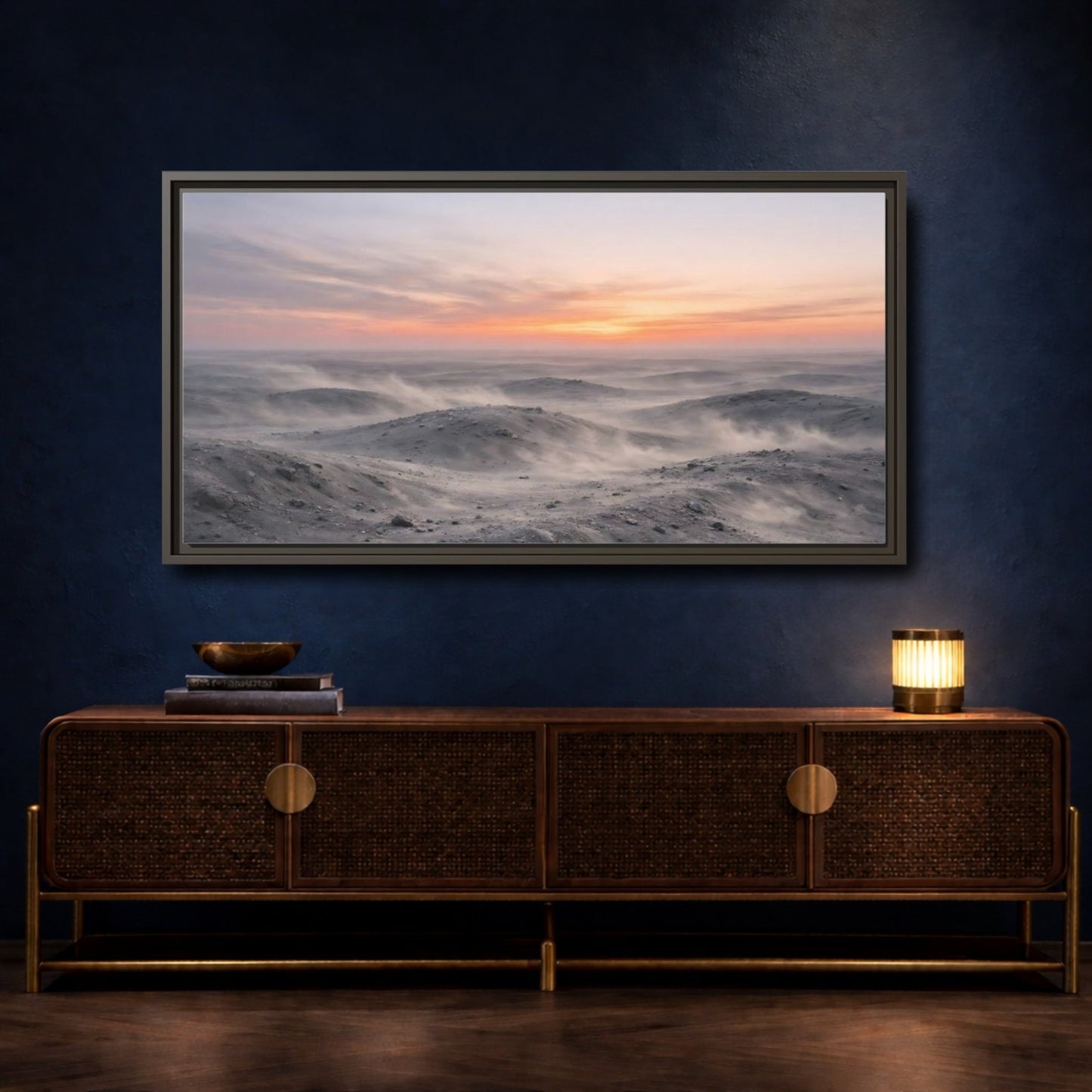 Landscape Nature Sand Dunes Dusty Desert - Framed Canvas Wall Art Print - YesArtYes