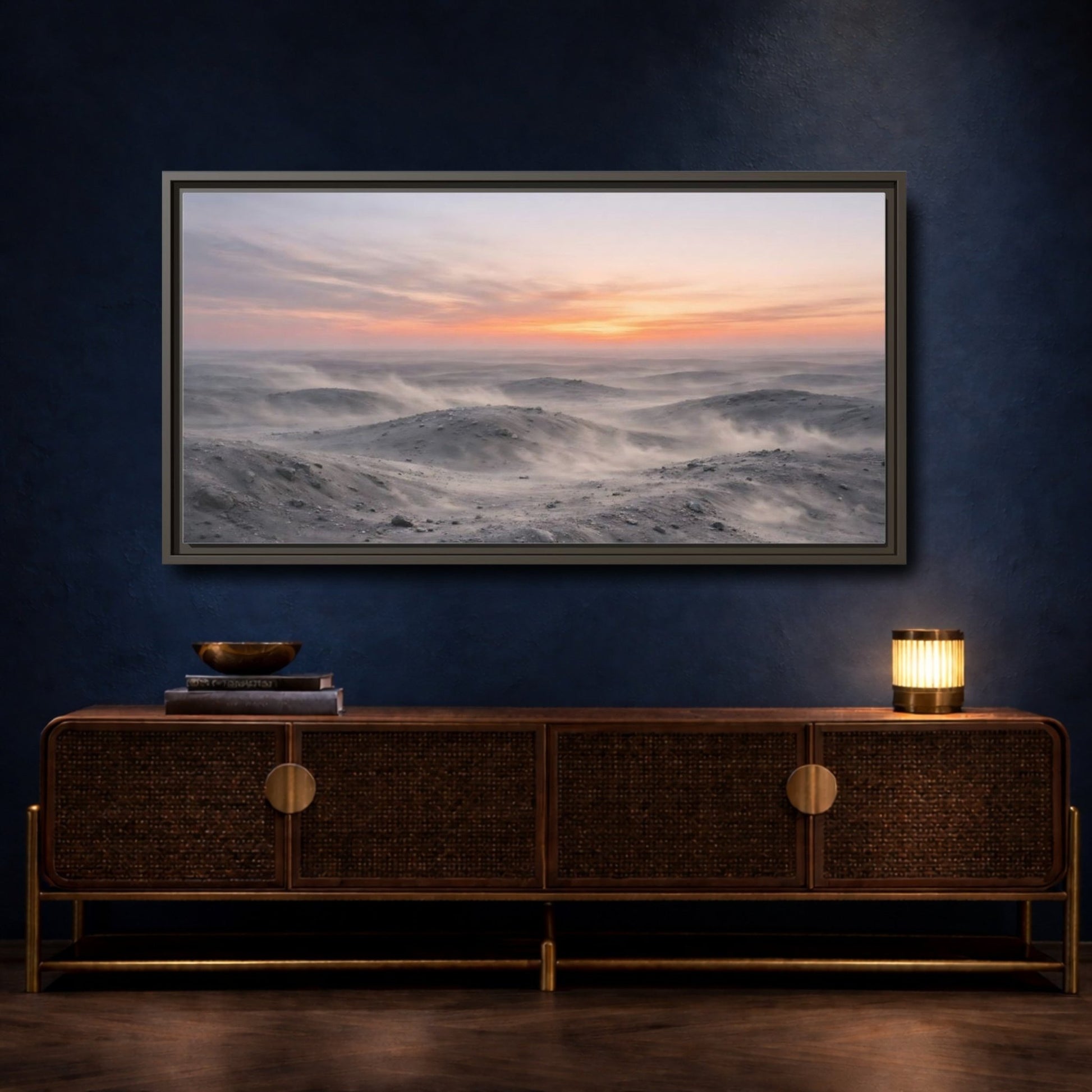 Landscape Nature Sand Dunes Dusty Desert - Framed Canvas Wall Art Print - YesArtYes