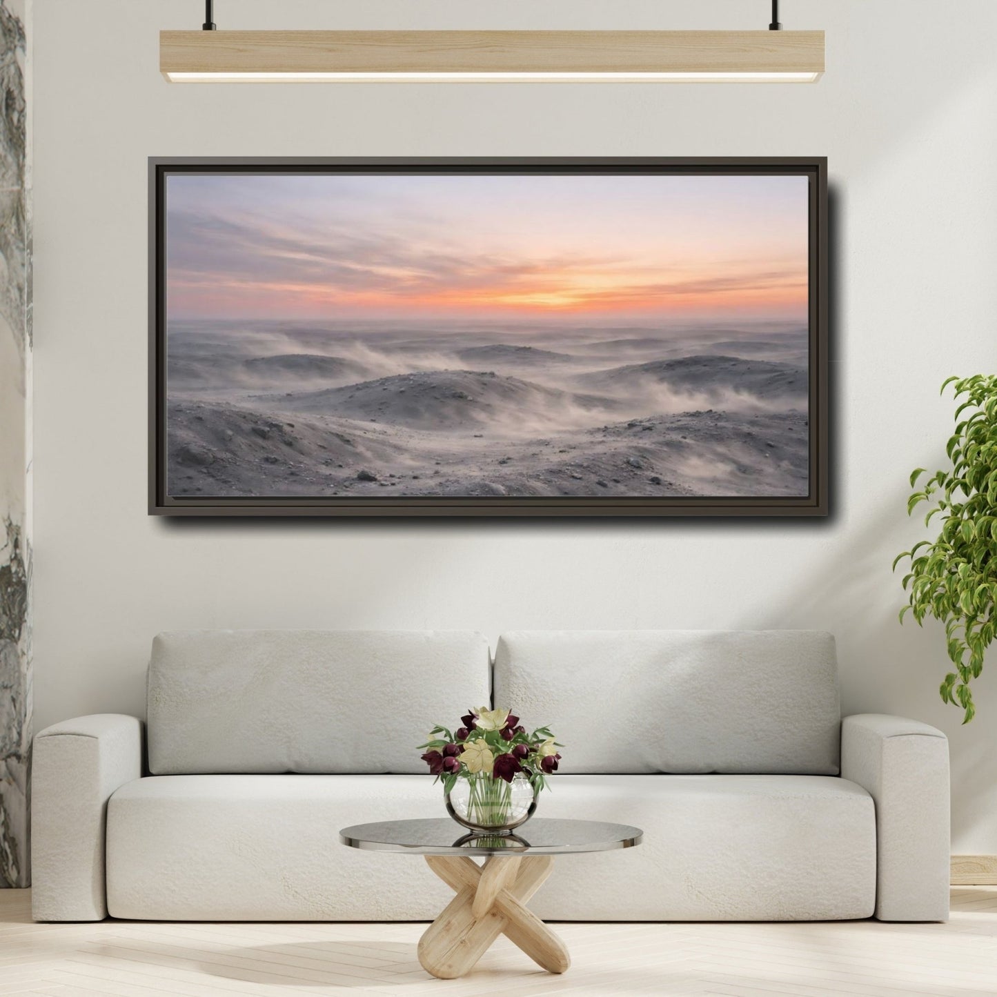 Landscape Nature Sand Dunes Dusty Desert - Framed Canvas Wall Art Print - YesArtYes