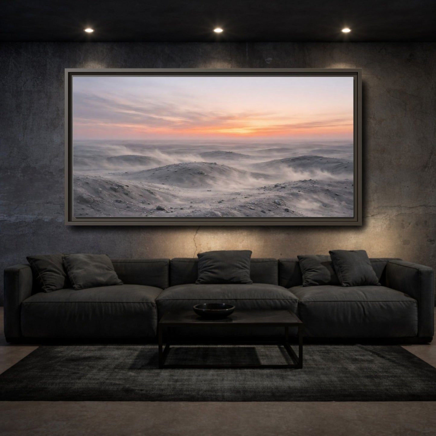 Landscape Nature Sand Dunes Dusty Desert - Framed Canvas Wall Art Print - YesArtYes