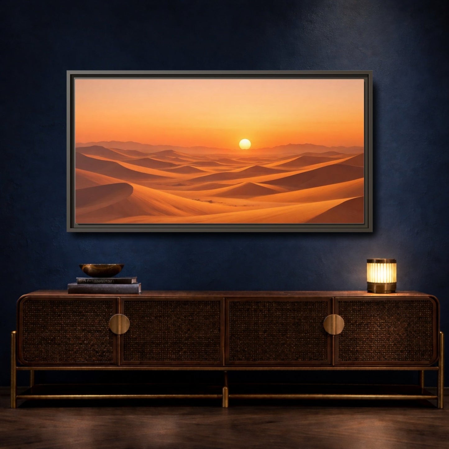 Landscape Nature Sand Dunes Orange Desert - Framed Canvas Wall Art Print - YesArtYes