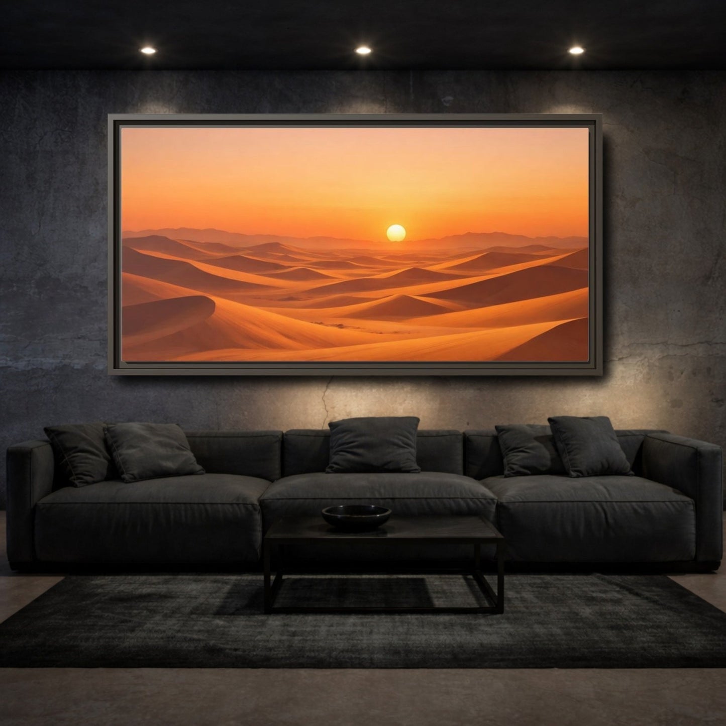 Landscape Nature Sand Dunes Orange Desert - Framed Canvas Wall Art Print - YesArtYes