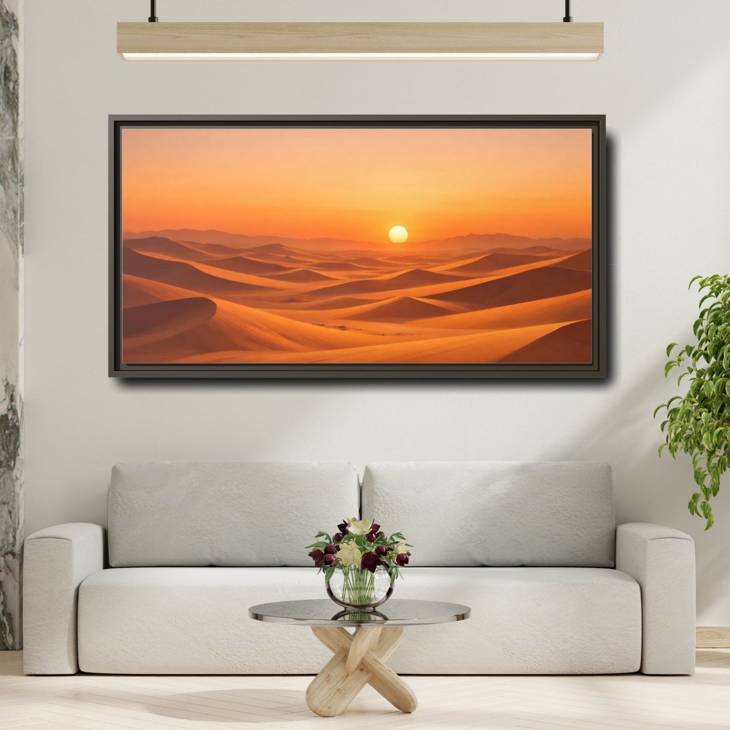 Landscape Nature Sand Dunes Orange Desert - Framed Canvas Wall Art Print - YesArtYes