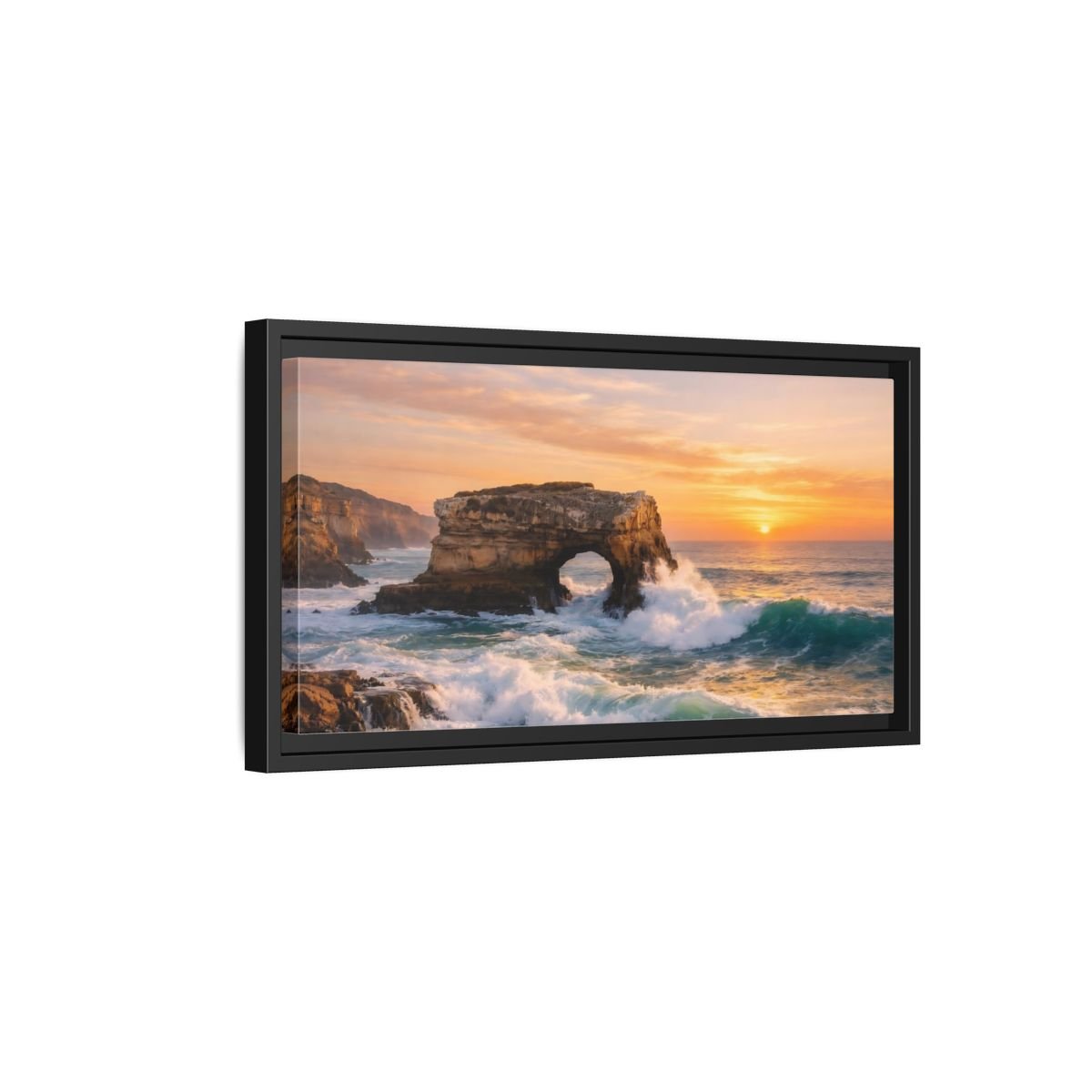 Landscape Nature Sea Arch Coastal Sunset - Framed Canvas Wall Art Print - YesArtYes