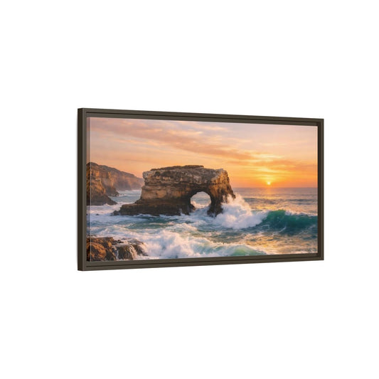 Landscape Nature Sea Arch Coastal Sunset - Framed Canvas Wall Art Print - YesArtYes