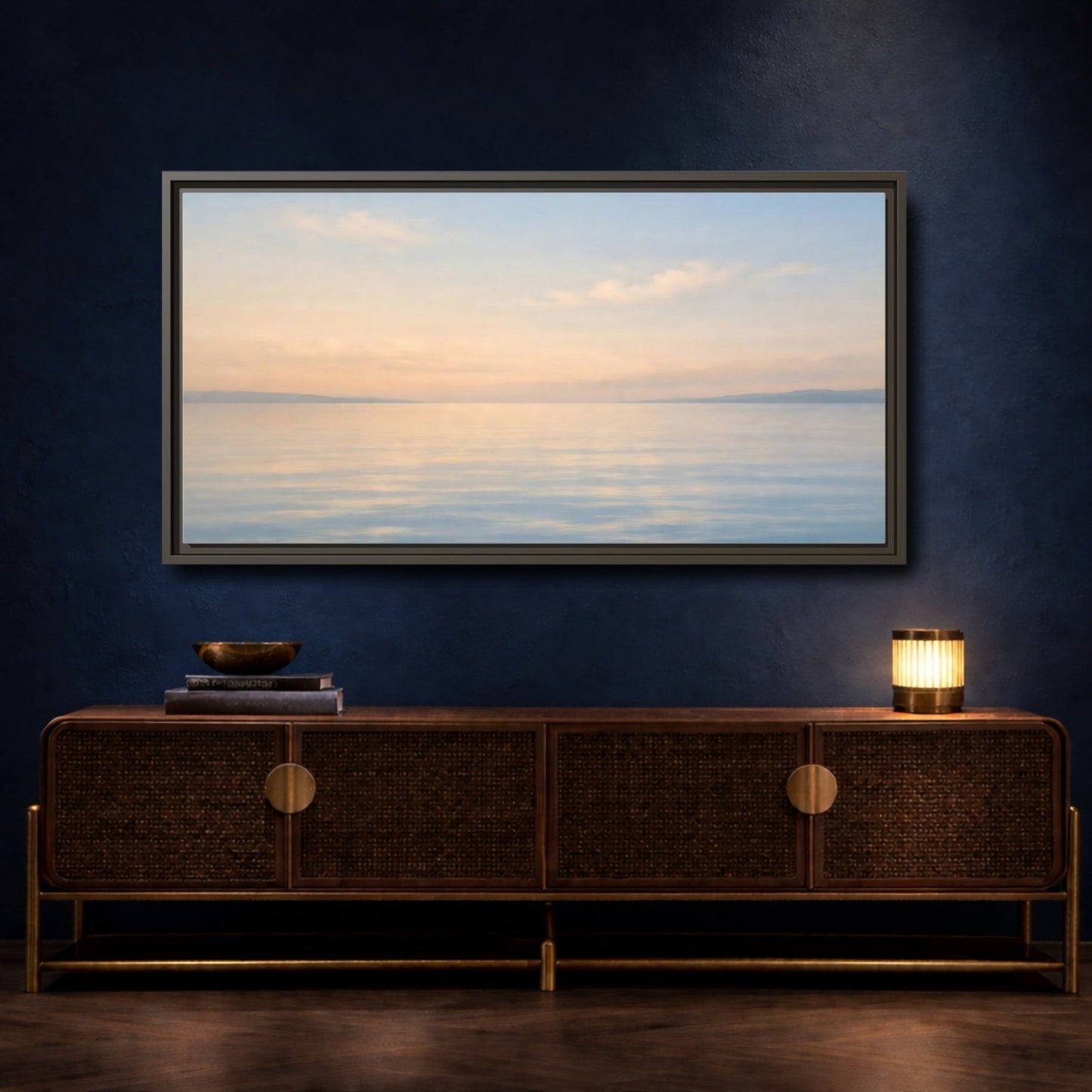 Landscape Nature Seascape Pastel - Framed Canvas Wall Art Print - YesArtYes