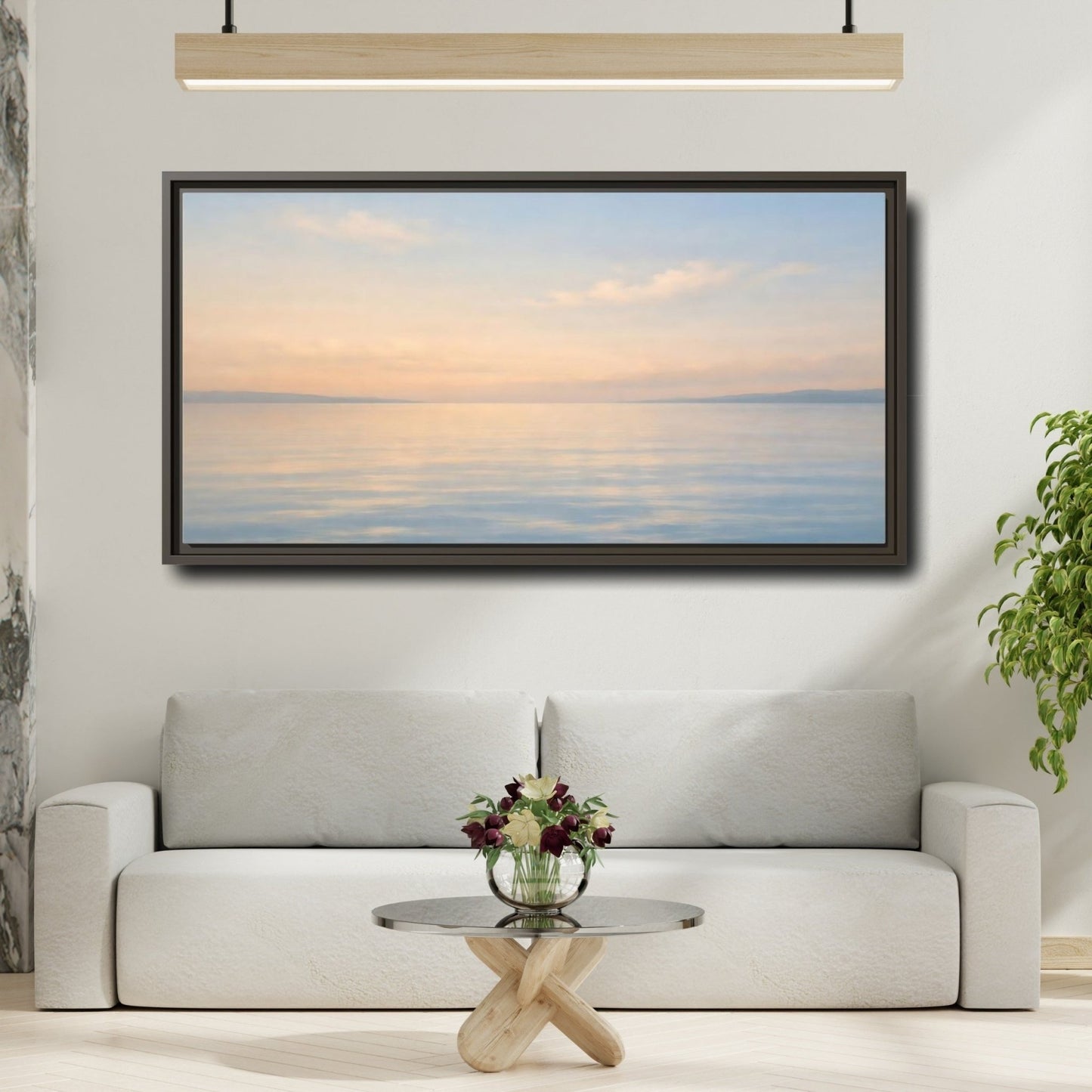 Landscape Nature Seascape Pastel - Framed Canvas Wall Art Print - YesArtYes