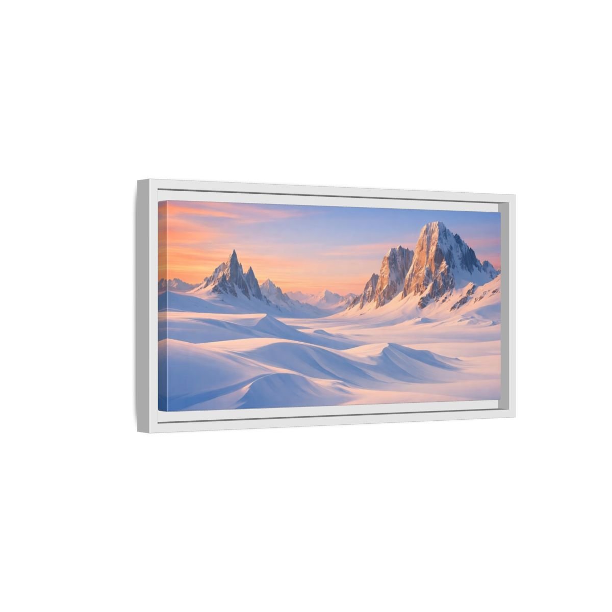 Landscape Nature Snow Mountains Winter - Framed Canvas Wall Art Print - YesArtYes