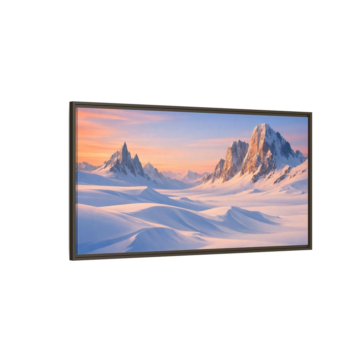 Landscape Nature Snow Mountains Winter - Framed Canvas Wall Art Print - YesArtYes