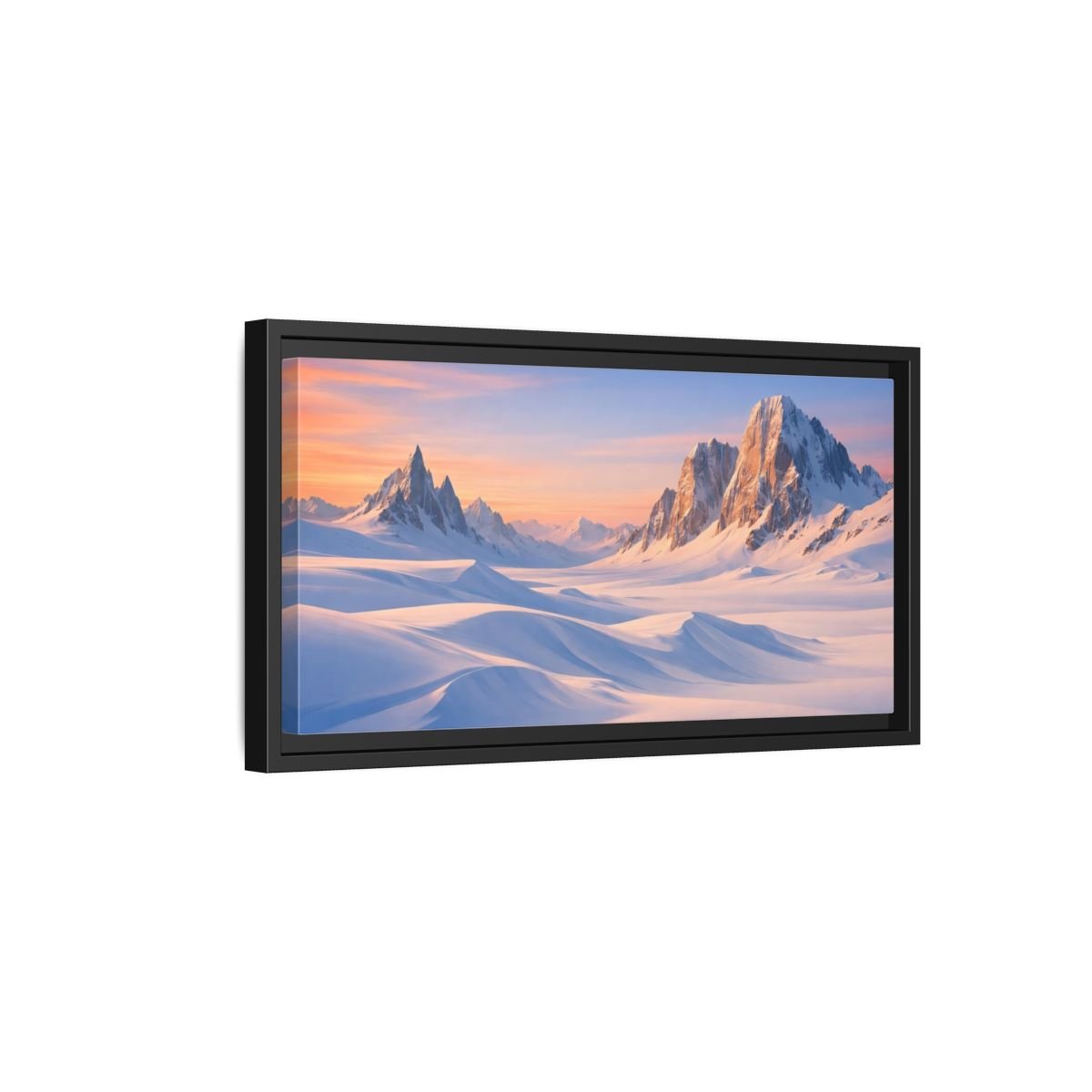 Landscape Nature Snow Mountains Winter - Framed Canvas Wall Art Print - YesArtYes